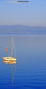 Small boat on Lake Ohrid, North Macedonia