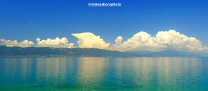 Clouds reflecting in Lake Ohrid, North Macedonia