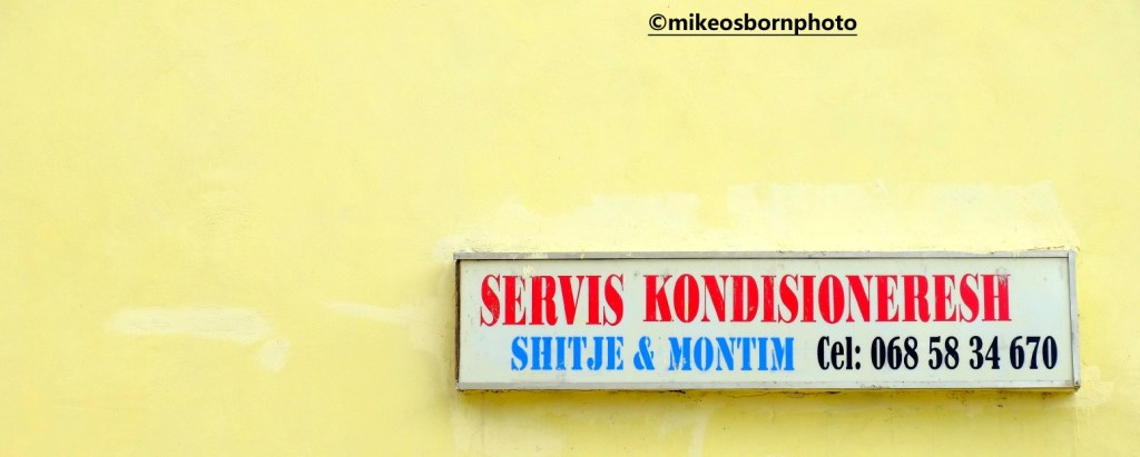 Street sign in Bajram Curri, Albania