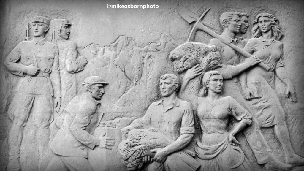 Socialist monument in Bajram Curri, Albania