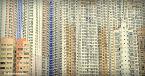 Densely packed residential high rises in Hong Kong