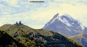 Kazbegi monastery and mountain in Georgia