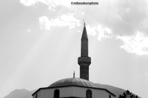 Sunlight on mosque in Peja, Kosovo