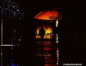 Shadows on a rainy night at First Street, Manchester