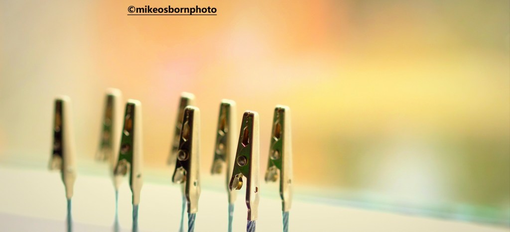 Macro of metal photo holders