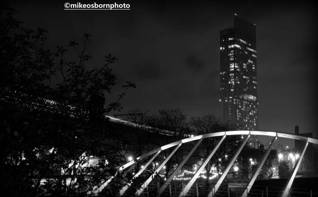 Castlefield and Beetham Tower, Manchester at night