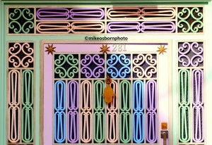 Brightly coloured front door, Tiznit, Morocco