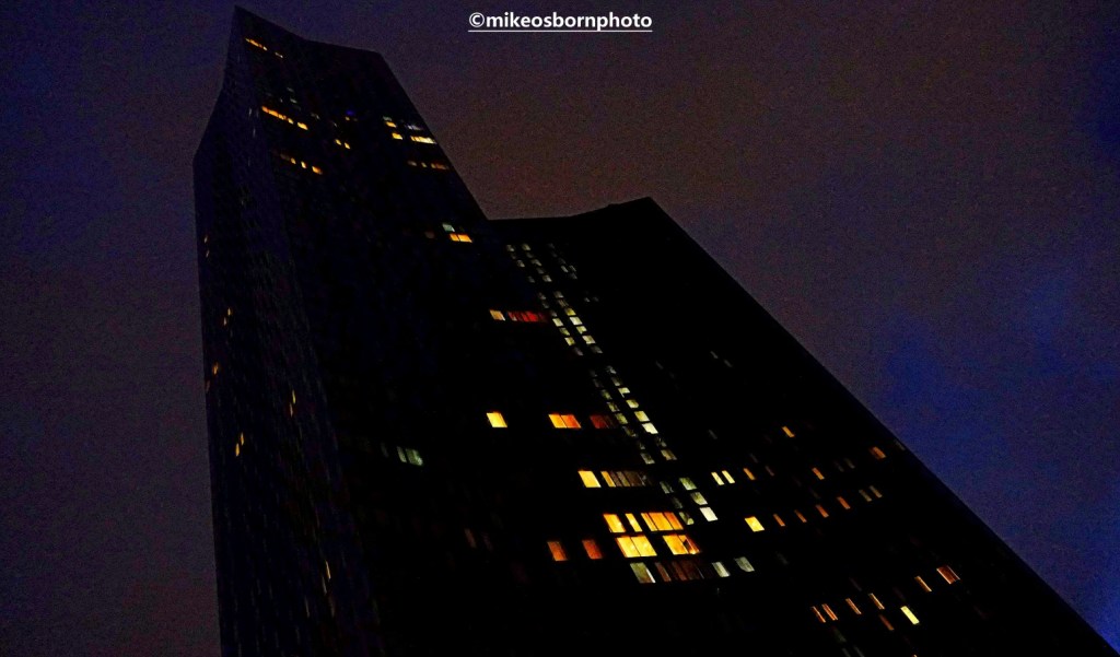 Deansgate Square tower blocks, Manchester, at night