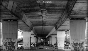 Underside of Mancunian Way road, Manchester