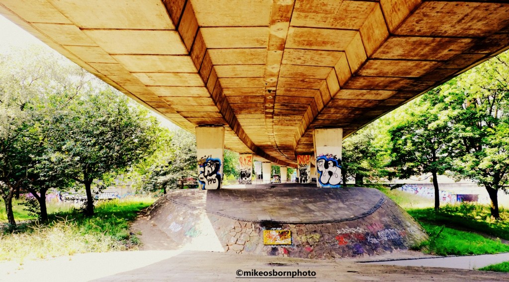 Underside of Mancunian Way flyover, Manchester