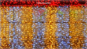 Gold, silver and red Christmas lights in Manchester