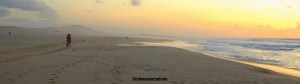 A beach at Boa Vista in Cape Verde as sunset falls