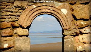 The remains of St Patrick's chapel, Heysham, creating a window on the sea
