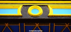 Brightly-coloured bridge in Stockport's old town