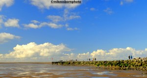 Walkers on the Marine Lake path, West Kirby