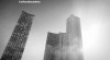 Deansgate Square's skyscrapers in Manchester swathed in fog