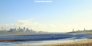 View of Liverpool city across the River Mersey