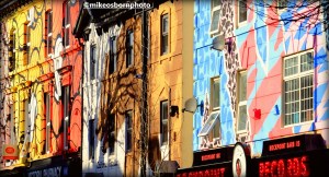 Brightly painted buildings of New Brighton's Victoria Road