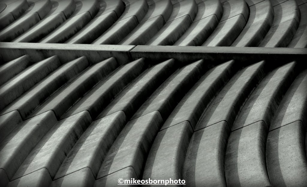 Curved concrete steps on the seafront at Cleveleys, Lancashire