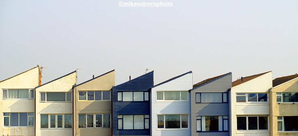Houses with slanted roofs at Little Bispham, Lancashire