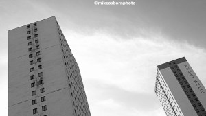 Older and newer residential tower blocks at Salford, UK