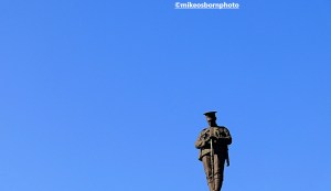 Statue of soldier at war memorial in Clitheroe, Lancashire