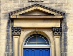 A grand Victorian doorway at Hebden Bridge, Yorkshire