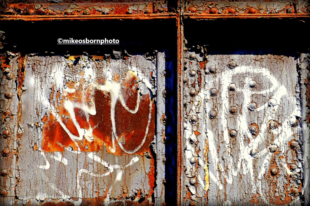 The rough metal of Castlefield Viaduct in Manchester