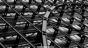 Metal struts on the facade of a building at Bishopsgate, London