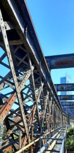 The metal might of the Castlefield Viaduct in Manchester