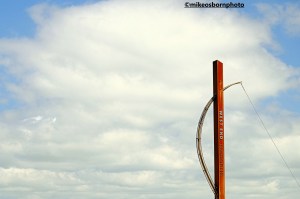 A tall marker for the gardens in Morecambe's West End area