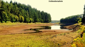 Low water levels at Entwistle Reservoir during the hot summer of 2022