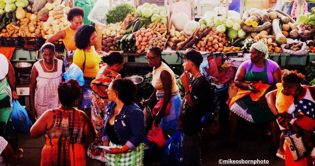 A scene at the busy produce market at Praia in Cape Verde