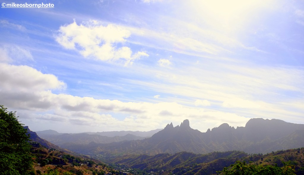 A view of Santiago island's rugged mountain peaks in Cape Verde