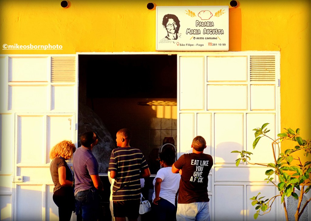 People queueing outside the Padaria Maria Augusta bakery in São Filipe, Fogo island, Cape Verde