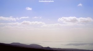 A view across the rugged landscape of Santo Antão island in Cape Verde to the Atlantic Ocean