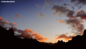The sun sets behind the mountains of Santo Antão in Cape Verde