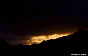 A fiery sunrise against the mountains of Santo Antão in Cape Verde