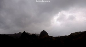 Storm clouds brew over the mountains of Santo Antão island in Cape Verde