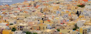 The many coloured rooftops of Ermoupoli in the Greek island of Syros