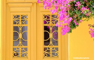 An elegant caramel-coloured doorway in Tinos town in the Greek Cyclades
