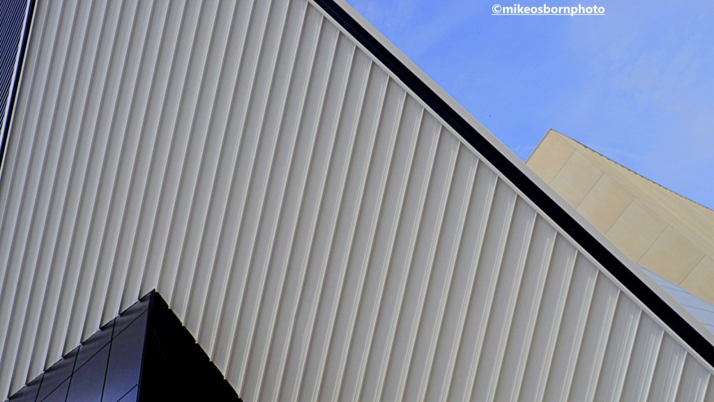 Detail on the exterior of the new Aviva Studios building in Manchester