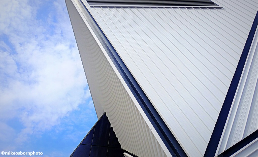 The corrugated facade of the new Factory International building in Manchester