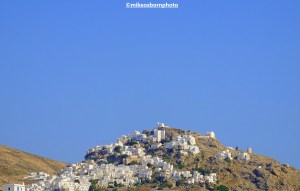A view of the hilltop chora on the Greek island of Serifos