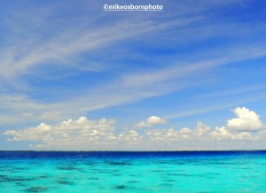 The blue of the Caribbean Sea on the coast of Cuba.
