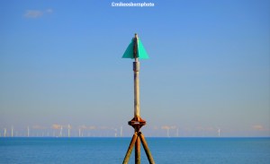 A shoreside structure on the beach at Colwyn Bay in north Wales.