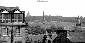 A view of the rooftops of Lancaster in northern England.