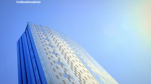 The Blade skyscraper in Manchester on a very sunny June day.