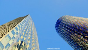The Blade and round Three60 tower of New Jackson, Manchester, captured in one frame.