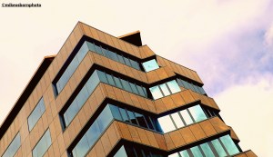 The stark angles of the Wesleyan building in the Snow Hill area of Birmingham city centre.